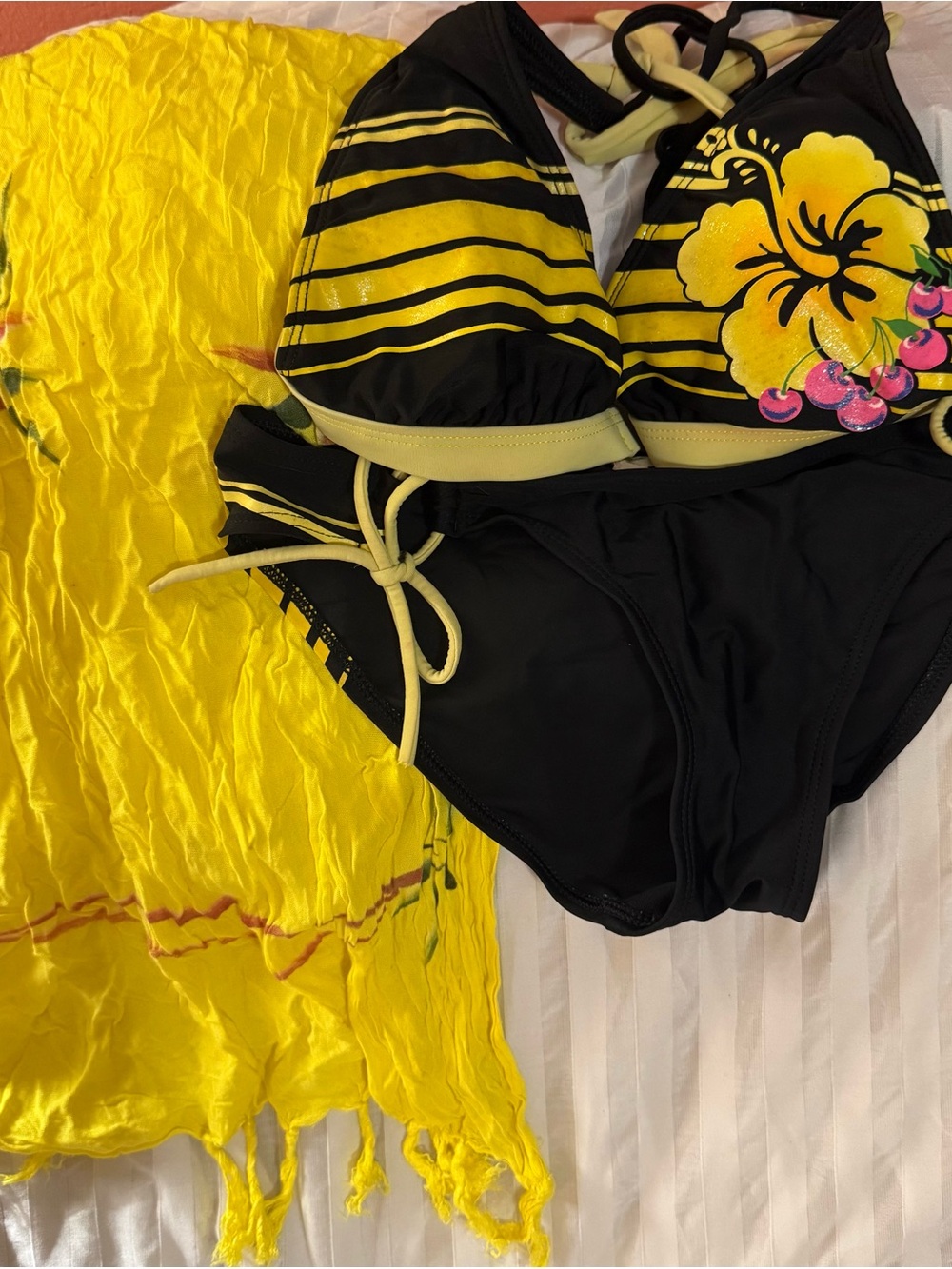 3-piece Hobie “Hawaiian” Hibiscus Flower Bikini Set w/ Tina’s Creations Cover-up